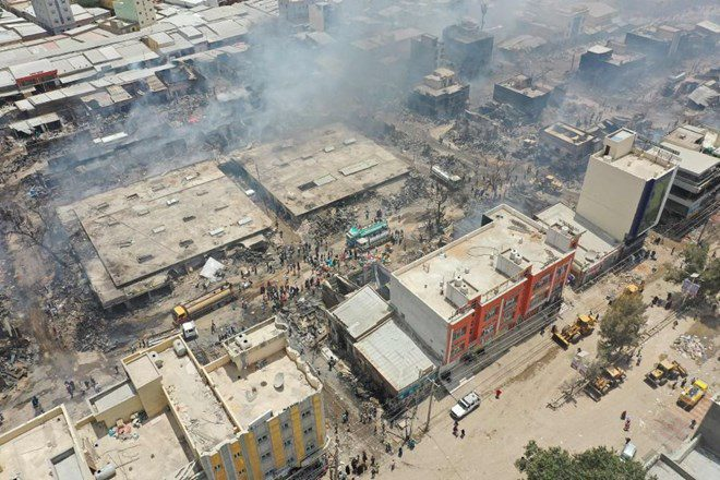 Aerial shot of unrest in Mogadishu